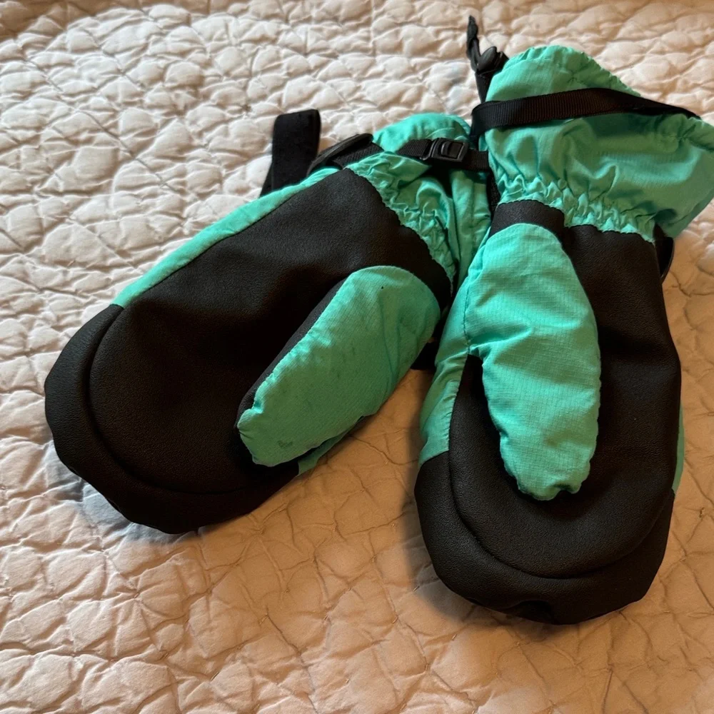 REI Kids Teal and Black Mittens
